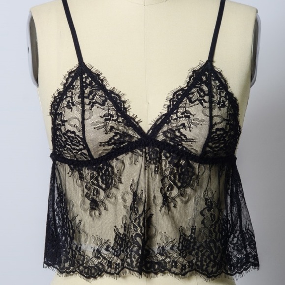 Black Ruffled chantilly cami - Picture 5 of 6